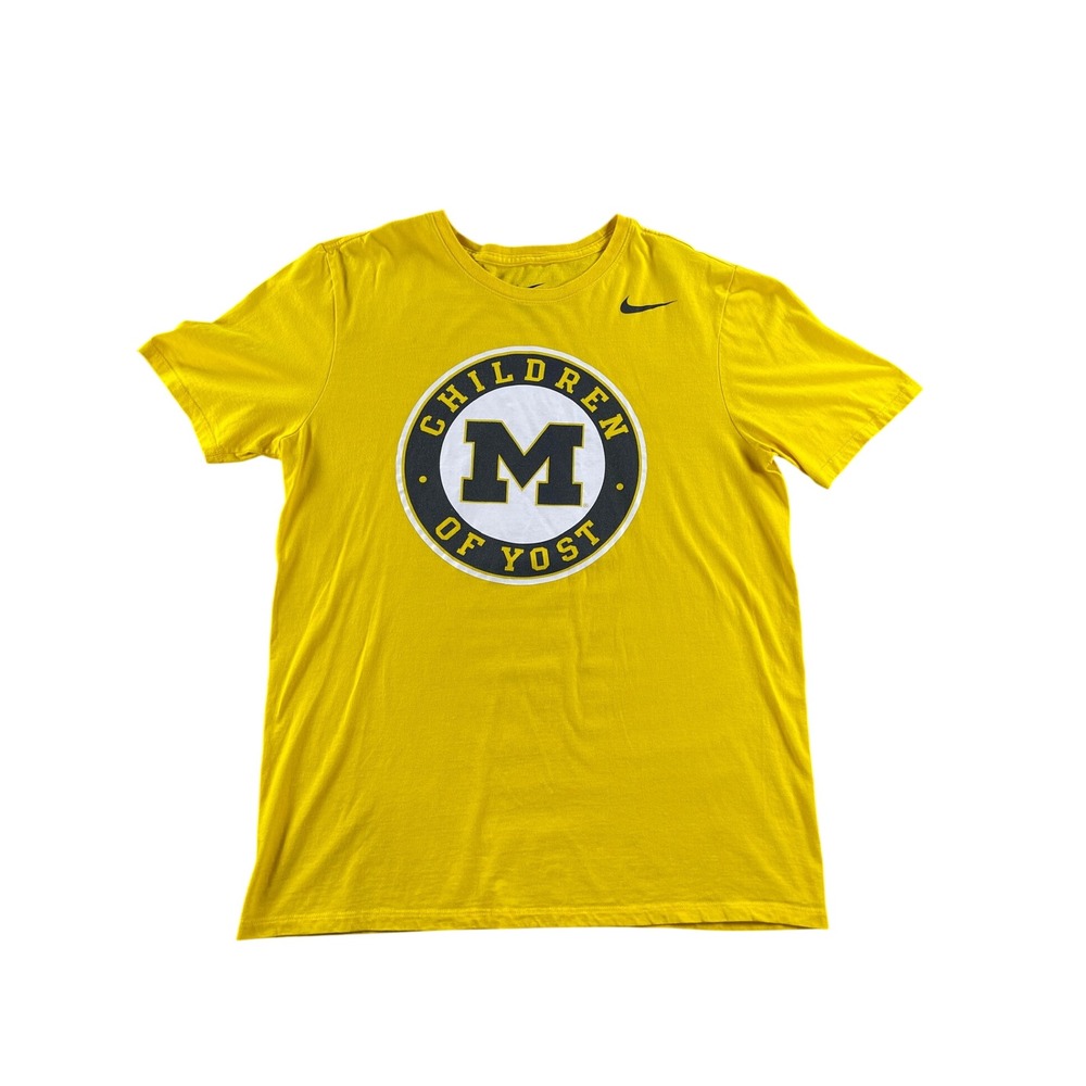 Nike Michigan Wolverines Children of Yost Yellow Graphic T-Shirt Mens Large L